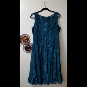 Sandra Darren Dress, Blue Green Animal Print,Sz 14